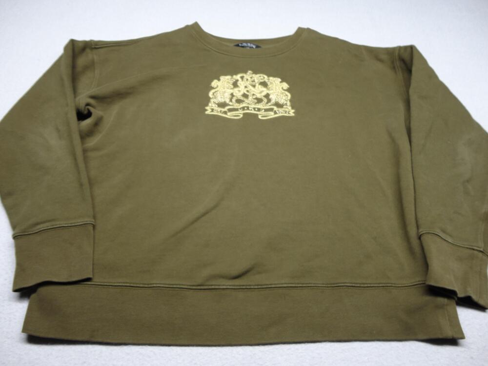 Lauren Ralph Lauren Sweatshirt Womens Large Green Crest Embroidered Crewneck